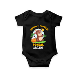 Happy Pongal - Harvest Joy Customized Romper for Babies with Name - BLACK - 0 - 3 Months Old (Chest 16")