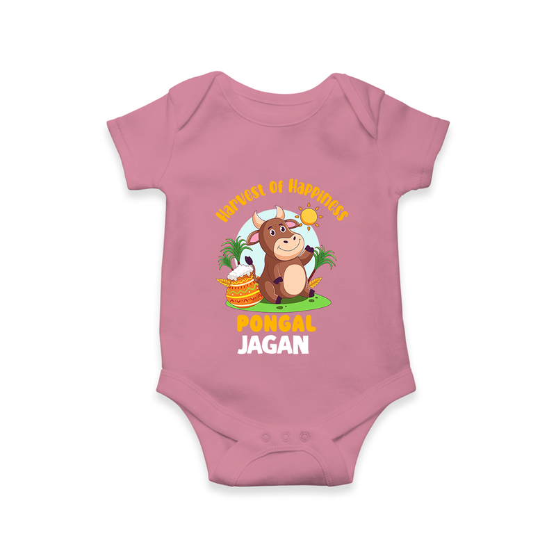 Happy Pongal - Harvest Joy Customized Romper for Babies with Name - ONION - 0 - 3 Months Old (Chest 16")