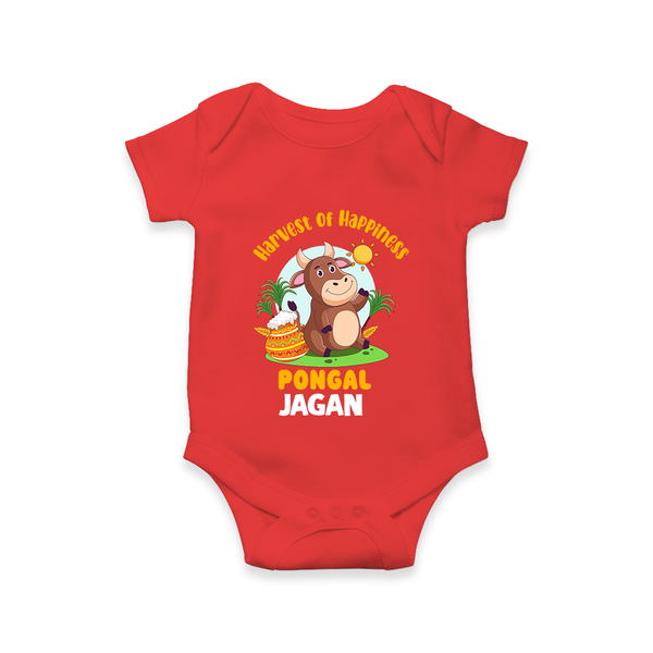 Harvest of happiness pongal  Personalized Kids Romper - RED - New Born (Chest 14")