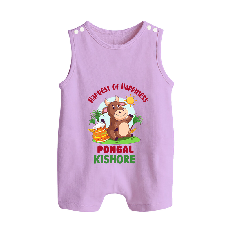 Happy Pongal - Harvest Joy Customized Romper Suit for Babies with Name - LILAC - 0 - 5 Months Old (Chest 18")