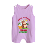 Harvest of happiness pongal  Personalized Kids Romper Suit - LILAC - 0 - 5 Months Old (Chest 18")