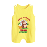 Happy Pongal - Harvest Joy Customized Romper Suit for Babies with Name - PASTEL YELLOW - 0 - 5 Months Old (Chest 18")