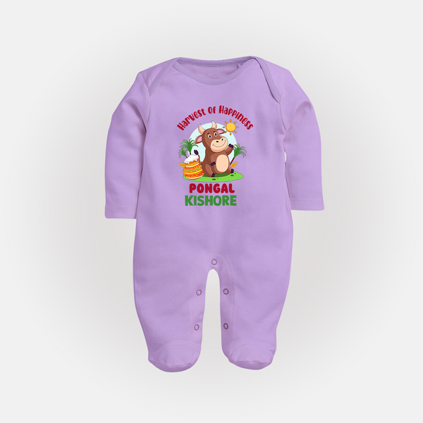 Harvest of happiness pongal  Personalized Kids Fullbody Suit - LILAC - New Born (Chest 7.5")