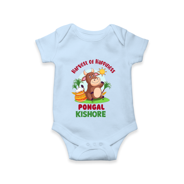 Harvest of happiness pongal  Personalized Kids Romper - BABY BLUE - New Born (Chest 14")