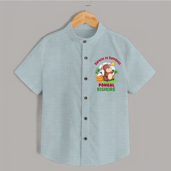 Harvest of happiness pongal  Personalized Kids Shirt - ARCTIC BLUE - 0 - 6 Months Old (Chest 23")