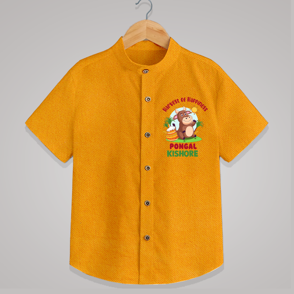 Harvest of happiness pongal  Personalized Kids Shirt - CHROME YELLOW - 0 - 6 Months Old (Chest 23")