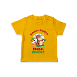 Happy Pongal - Harvest Joy Customized T-Shirt for Kids with Name - CHROME YELLOW - 0-5 Months Old (Chest 17")