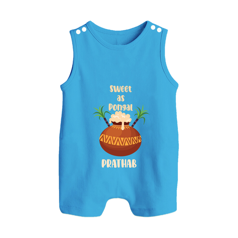 Happy Pongal - Sweet as Pongal Customized Romper Suit for Babies with Name - ROYAL BLUE - 0 - 5 Months Old (Chest 18")