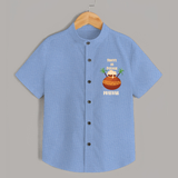 Happy Pongal - Sweet as Pongal Customized Shirt for Kids with Name - SKY BLUE - 0 - 6 Months Old (Chest 23")