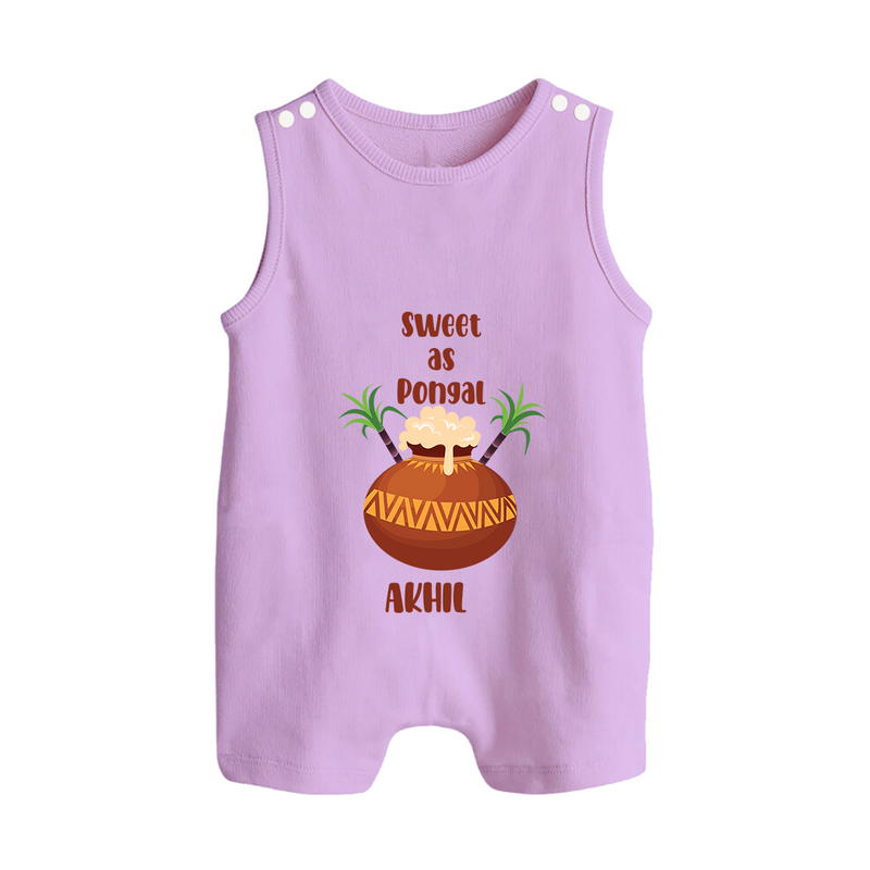 Happy Pongal - Sweet as Pongal Customized Romper Suit for Babies with Name - LILAC - 0 - 5 Months Old (Chest 18")