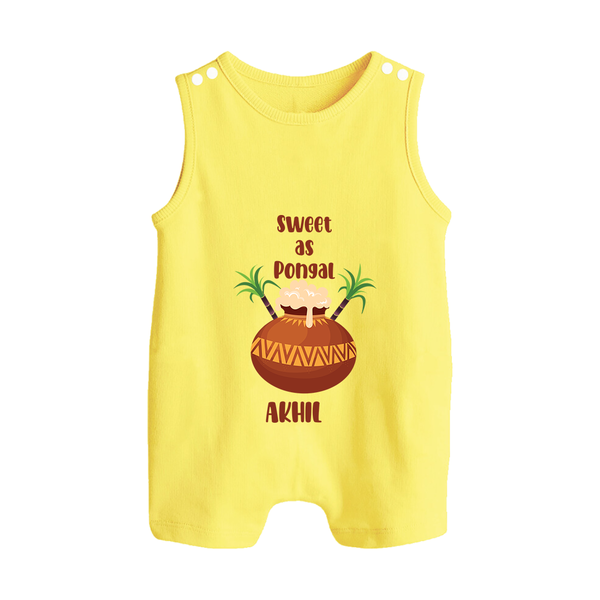 Sweet as pongal Personalized Kids Romper Suit - PASTEL YELLOW - 0 - 5 Months Old (Chest 18")