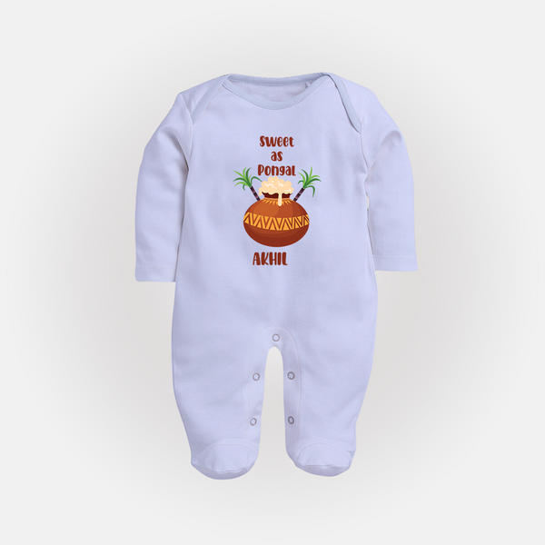 Sweet as pongal Personalized Kids Fullbody Suit - BABY BLUE - New Born (Chest 7.5")