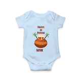 Happy Pongal - Sweet as Pongal Customized Romper for Babies with Name - BABY BLUE - 0 - 3 Months Old (Chest 16")