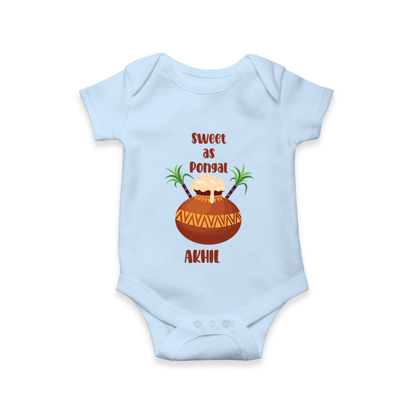 Sweet as pongal Personalized Kids Romper - BABY BLUE - New Born (Chest 14")