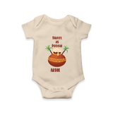 Happy Pongal - Sweet as Pongal Customized Romper for Babies with Name - IVORY - 0 - 3 Months Old (Chest 16")