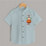 Happy Pongal - Sweet as Pongal Customized Shirt for Kids with Name - ARCTIC BLUE - 0 - 6 Months Old (Chest 23")