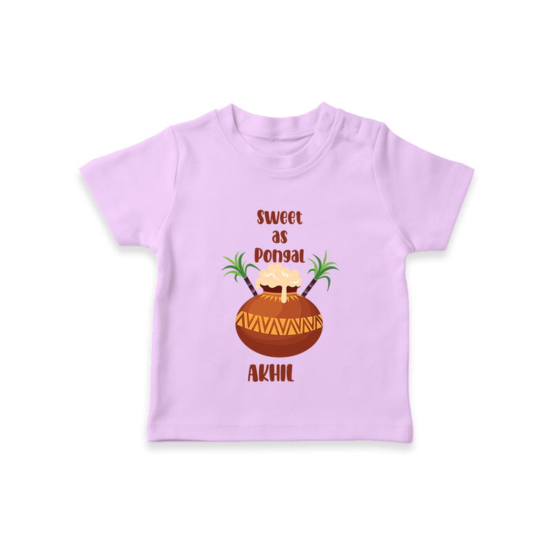 Happy Pongal - Sweet as Pongal Customized T-Shirt for Kids with Name - LILAC - 0-5 Months Old (Chest 17")