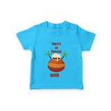 Happy Pongal - Sweet as Pongal Customized T-Shirt for Kids with Name - SKY BLUE - 0-5 Months Old (Chest 17")