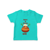 Happy Pongal - Sweet as Pongal Customized T-Shirt for Kids with Name - TEAL - 0-5 Months Old (Chest 17")