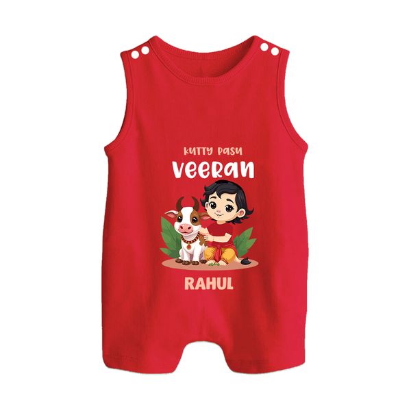 Kutty Pasu Veeran Personalized Kids Romper Suit - RED - 0 - 5 Months Old (Chest 18")