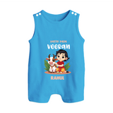 Happy Pongal - Kutty Pasu veeran Customized Romper Suit for Babies with Name - ROYAL BLUE - 0 - 5 Months Old (Chest 18")