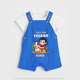 Happy Pongal - Kutty Pasu veeran Customized Dungaree Set for Kids with Name - COBALT BLUE - 0 - 5 Months Old (Chest 18")