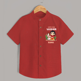 Happy Pongal - Kutty Pasu veeran Customized Shirt for Kids with Name - RED - 0 - 6 Months Old (Chest 23")