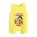 Happy Pongal - Kutty Pasu veeran Customized Romper Suit for Babies with Name - PASTEL YELLOW - 0 - 5 Months Old (Chest 18")