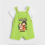 Happy Pongal - Kutty Pasu veeran Customized Dungaree Set for Kids with Name - GREEN - 0 - 5 Months Old (Chest 18")