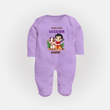 Kutty Pasu Veeran Personalized Kids Fullbody Suit - LILAC - New Born (Chest 7.5")