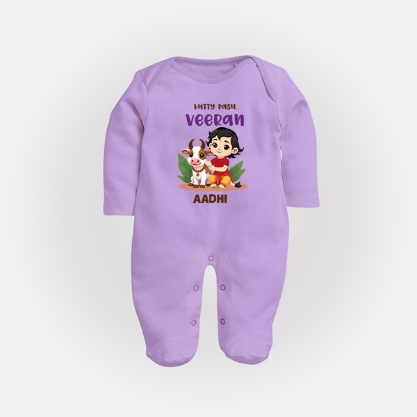 Kutty Pasu Veeran Personalized Kids Fullbody Suit - LILAC - New Born (Chest 7.5")