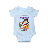 Happy Pongal - Kutty Pasu veeran Customized Romper for Babies with Name - BABY BLUE - 0 - 3 Months Old (Chest 16")