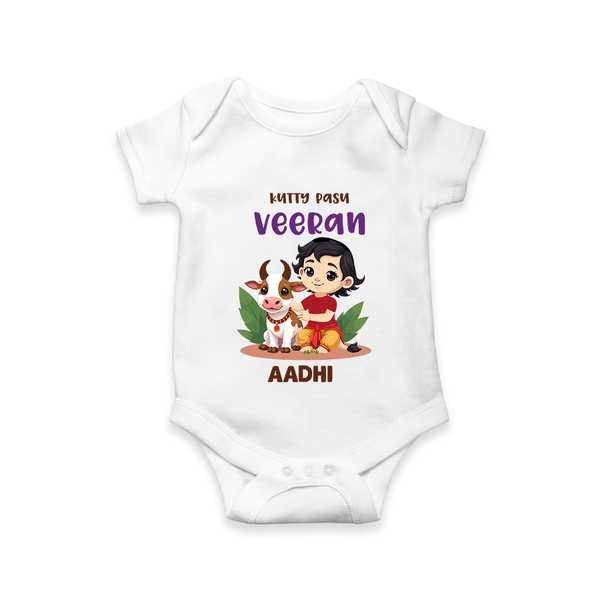 Kutty Pasu Veeran Personalized Kids Romper - WHITE - New Born (Chest 14")