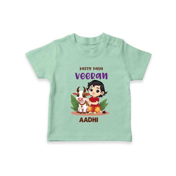 Kutty Pasu Veeran Personalized Kids T-Shirt - MINT GREEN - 0-5 Months Old (Chest 17")
