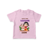 Happy Pongal - Kutty Pasu veeran Customized T-Shirt for Kids with Name - PINK - 0-5 Months Old (Chest 17")