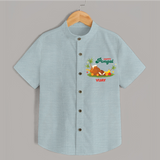 Happy Pongal - Celebrate This Pongal With Our Customized Shirt for Kids with Name - ARCTIC BLUE - 0 - 6 Months Old (Chest 23")