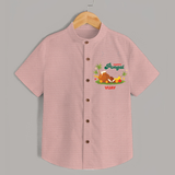 Happy Pongal - Celebrate This Pongal With Our Customized Shirt for Kids with Name - PEACH - 0 - 6 Months Old (Chest 23")