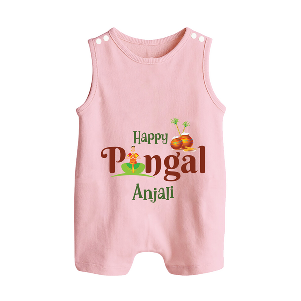 Happy Pongal - Tradition in Style Customized Romper Suit for Babies with Name - BABY PINK - 0 - 5 Months Old (Chest 18")