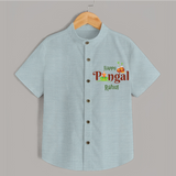 Happy Pongal - This Pongal With Our in Style Customized Shirt for Kids with Name - ARCTIC BLUE - 0 - 6 Months Old (Chest 23")