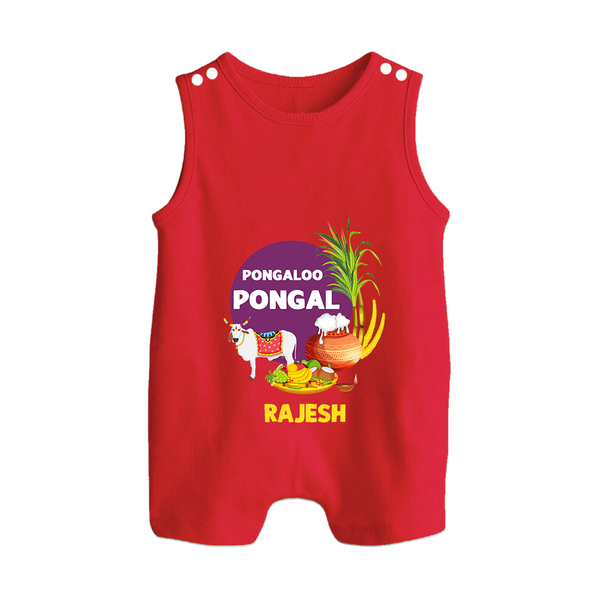 Pongaloo Pongal Personalized Kids Romper Suit - RED - 0 - 5 Months Old (Chest 18")