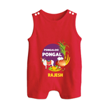 Pongalo Pongal - Harvest Joy Customized Romper Suit for Babies with Name - RED - 0 - 5 Months Old (Chest 18")