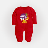 Pongaloo Pongal Personalized Kids Fullbody Suit - RED - New Born (Chest 7.5")