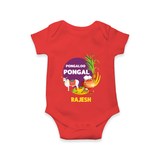 Pongalo Pongal - Harvest Joy Customized Romper for Babies with Name - RED - 0 - 3 Months Old (Chest 16")