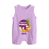 Pongalo Pongal - Harvest Joy Customized Romper Suit for Babies with Name - LILAC - 0 - 5 Months Old (Chest 18")