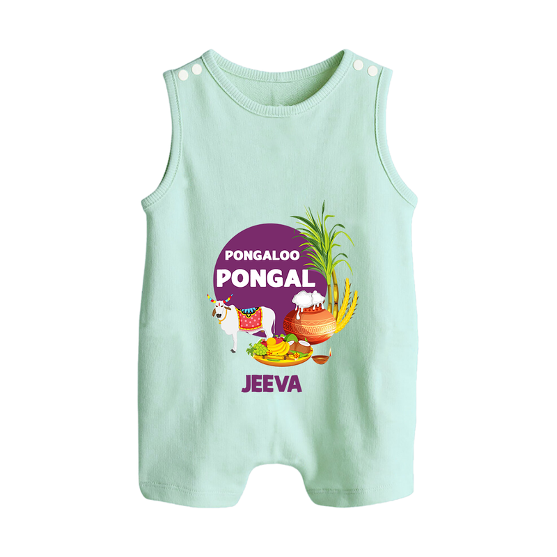 Pongalo Pongal - Harvest Joy Customized Romper Suit for Babies with Name - MINT GREEN - 0 - 5 Months Old (Chest 18")