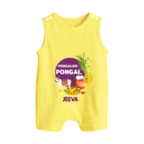 Pongalo Pongal - Harvest Joy Customized Romper Suit for Babies with Name - PASTEL YELLOW - 0 - 5 Months Old (Chest 18")