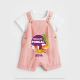 Pongaloo Pongal Personalized Kids Dungaree - PEACH - 0 - 5 Months Old (Chest 18")