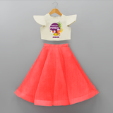 Pongalo Pongal - Harvest Joy Customized Crop Top And Skirt for Kids with Name - RED - 6 - 9 Months Old (Chest 20" , Frock Waist 20")