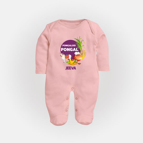 Pongalo Pongal - Harvest Joy Customized Sleep Suit for Babies with Name - BABY PINK - New Born (Chest 7.5")