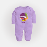Pongaloo Pongal Personalized Kids Fullbody Suit - LILAC - New Born (Chest 7.5")